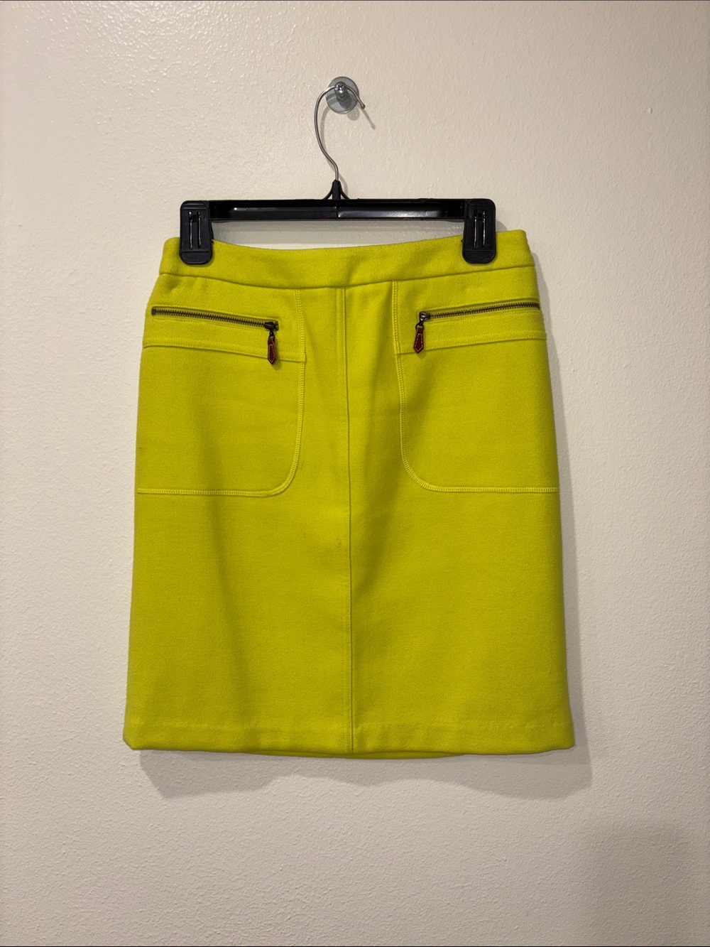 J McLaughlin Bold Lime Pencil Skirt with Front Zipper Pockets